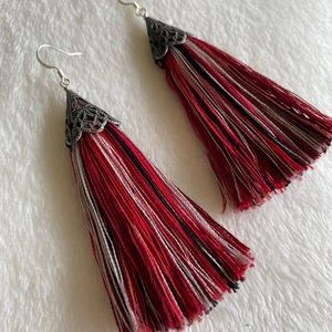 Red tassel earrings